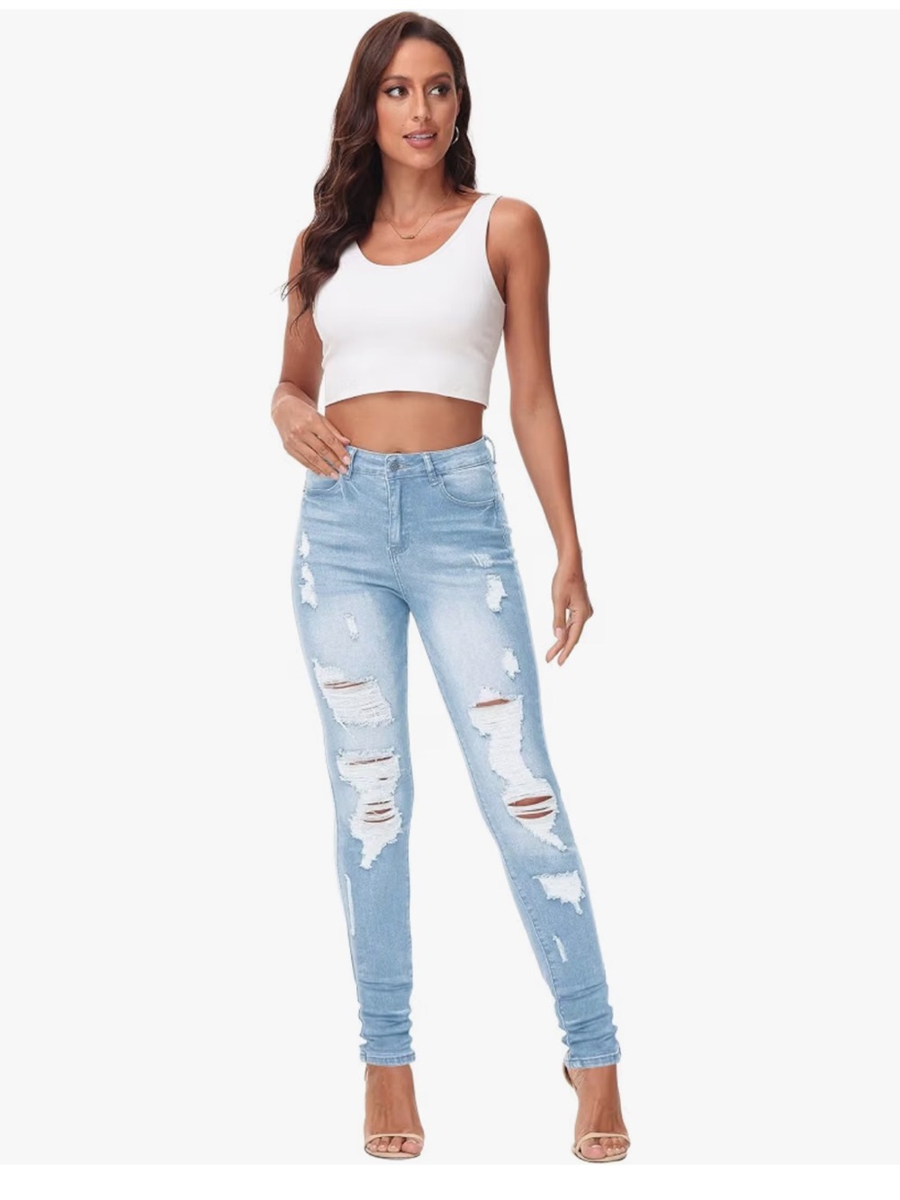 Like New! Sky Blue Distressed Skinny Jeans- Size 10